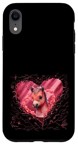 iPhone XR 馬 ハート 面白い バレンタインデー 男性 愛 馬 赤 愛 スマホケース