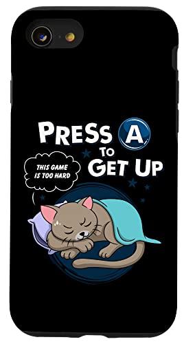 iPhone SE (2020) / 7 / 8 「A to Get Up This Game Is Too Hard Lazy Gamer」猫オタク スマホケース