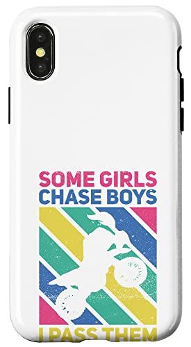 iPhone X/XS Girls Chase Boys I Pass Them Dirtbike MX モトクロスレースガール スマホケース