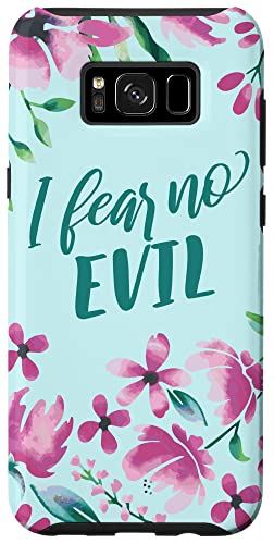 Galaxy S8 宗教的な引用句 I Fear No Evil フローラル水彩画 スマホケース