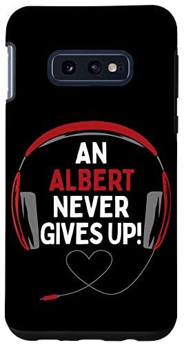 Galaxy S10e ゲーム用引用句「An Albert Never Gives Up」ヘッドセット パーソナライズ スマホケース