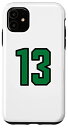 iPhone 11 ナンバー #13 スポーツジャージ ラッキーNo.グリーン ブラック 誕生日時代 スマホケース