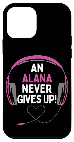 iPhone 12 mini ゲーム用引用句「An Alana Never Gives Up」ヘッドセット パーソナライズ スマホケース