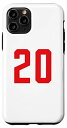 iPhone 11 Pro ナンバー #20 スポーツジャージ ラッキーNo.ホワイトレッド 誕生日時代 スマホケース