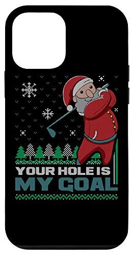 iPhone 12 mini Your Hole Is My Goal サンタクロース ゴルフ アグリークリスマスセーター スマホケース