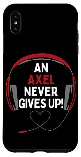 iPhone XS Max ゲーム用引用句「An Axel Never Gives Up」ヘッドセット パーソナライズ スマホケース