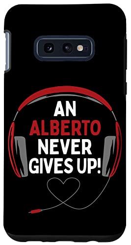 Galaxy S10e ゲーミング引用句「An Alberto Never Gives Up」ヘッドセット スマホケース