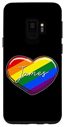 Galaxy S9 LGBTプライドハート - ファーストネーム「ジェームズ」レインボーハートラブ スマホケース