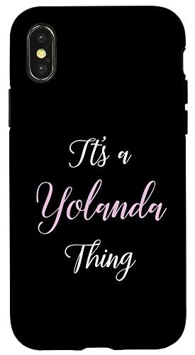 iPhone X/XS Yolanda 名前 パーソナライズ レディース キュート ピンク ガール カスタムギフト スマホケース