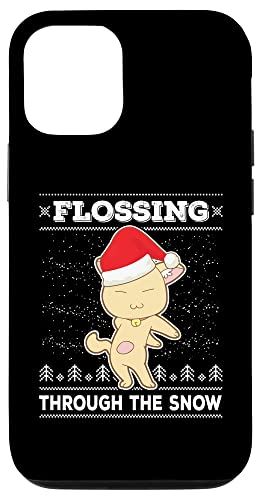 iPhone 12/12 Pro Flossing Cat アグリークリスマスセーター フロスダンス 子猫 スマホケース