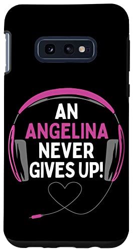 Galaxy S10e ゲーミング引用句「An Angelina Never Gives Up」ヘッドセット スマホケース