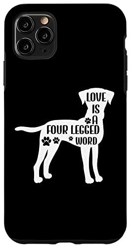 iPhone 11 Pro Max Love is a Four Legged Word Graphic Dog Kover Tシャツ 面白い スマホケース