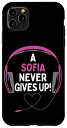 iPhone 11 Pro Max ゲーム用引用句「A Sofia Never Gives Up」ヘッドセット パーソナライズ スマホケース