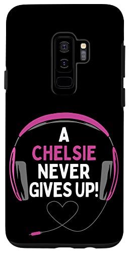 Galaxy S9+ ゲーム用引用句「A Chelsie Never Gives Up」ヘッドセット パーソナライズ スマホケース