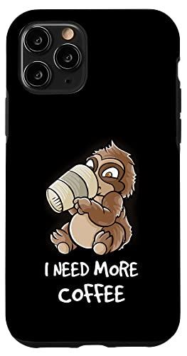 iPhone 11 Pro I Need More Coffee In My Mug カフェインオタク 面白いレイジーナマケモノ スマホケース