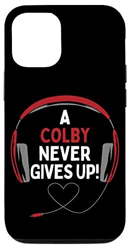 iPhone 12/12 Pro ゲーム用引用句「A Colby Never Gives Up」ヘッドセット パーソナライズ スマホケース