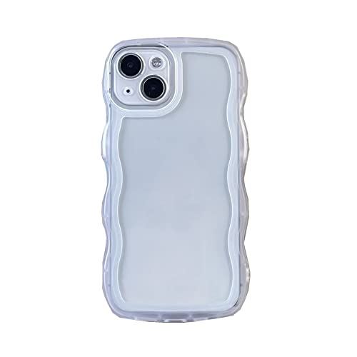 iPhone14 携帯保護ケース 14pro 14plus 14promax スマホケースアイフォン 耐衝撃 半透明 アップルケース 保護カバー 波型 韓国 おしゃれ かわいい (14 promax用ホワイト)