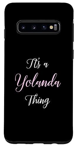 Galaxy S10 Yolanda 名前 パーソナライズ レディース キュート ピンク ガール カスタムギフト スマホケース