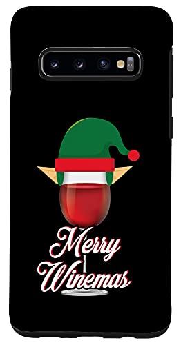 Galaxy S10 赤いワイングラス エルフの耳付き メリーワインマス クリスマス X-Mas スマホケース