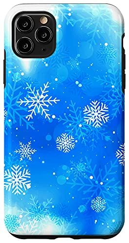 iPhone 11 Pro Max 雪結晶 星 雪 冬 メリークリスマス ブルー スマホケース