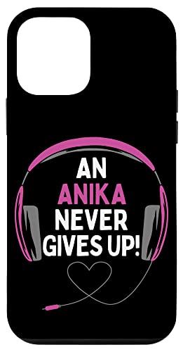 iPhone 12 mini ゲーム用引用句「An Anika Never Gives Up」ヘッドセット パーソナライズ スマホケース