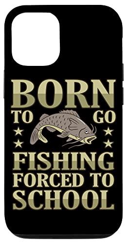 iPhone 12/12 Pro Born To Go Fishing ファニーナマズキャットフィッシング愛好家グラフィック スマホケース