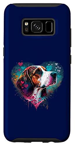 Galaxy S8 ビーグルハウンド バレンタインデー かわいい犬好き ハートシルエット スマホケース