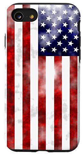 iPhone SE (2020) / 7 / 8 US USA アメリカ国旗 星 グランジ スモーク レッド ブルー スマホケース