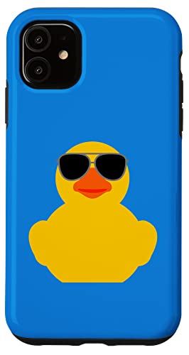 iPhone 11 かわいいアヒルのサングラス Quack Duckie ファニーラバーダックブルー スマホケース