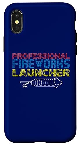 iPhone X/XS 7月4日 プロフェッショナル 花火 ランチャー USA 面白い かわいい スマホケース