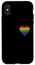 iPhone X/XS LGBT レインボー グランジ フラッグ プライド ゲイ レズビアン プライド 月 ハート スマホケース(2)