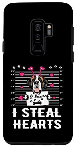 Galaxy S9+ 私は心を盗みます バレンタイン セントバーナード犬 面白いバレンタインデー スマホケース