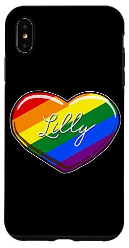 iPhone XS Max LGBTプライドハート-ファーストネーム「リリー」レインボーハートラブ スマホケース