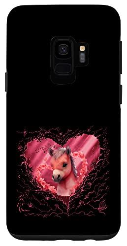 Galaxy S9 馬 ハート 面白い バレンタインデー 男性 愛 馬 赤 愛 スマホケース