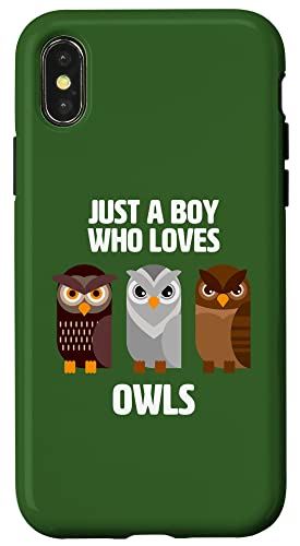 iPhone X/XS I Love Owls for Christmas - キュートで面白いフクロウ 男の子用 スマホケース