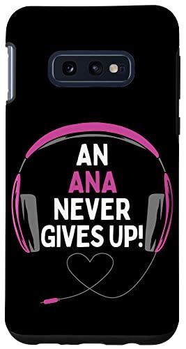 Galaxy S10e ゲーム用引用句「An Ana Never Gives Up」ヘッドセット パーソナライズ スマホケース