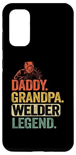 Galaxy S20 Daddy Grandpa Welder Legend Metal Worker ヴィンテージ 溶接 スマホケース