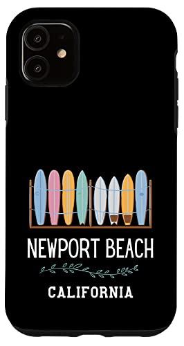 iPhone 11 ニューポートビーチ カリフォルニア レトロ ヴィンテージ サーフィン スマホケース