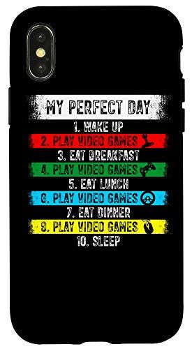 iPhone X/XS My Perfect Day ビデオゲーム ゲーマー コントローラー ヴィンテージ スマホケース iPhone X/XS My Perfect Day ビデオゲーム ゲーマー コントローラー ヴィンテージ スマホケース