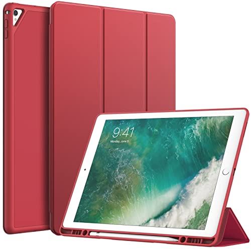 JEDirect iPad Pro 12.9 ケース 2015/2017 第1/2世代用Pencilホルダー付き ペンシル ソフトTPUバック スリム保護カバー オートウェイクアップ/スリープ機能付き (レッド) JEDirect iPad Pro 12.9 ケース 2015/2017 第1/2世代用Pencilホルダー付き ペンシル ソフトTPUバック スリム保護カバー オートウェイクアップ/スリープ機能付き (レッド)