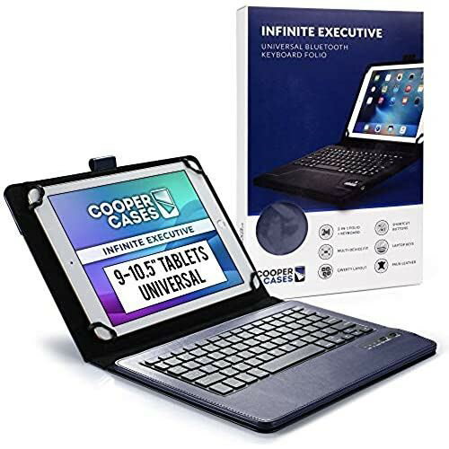 Cooper Cases INFINITE EXECUTIVE キーボード ケース 【 9-10.5 インチ タブレット 汎用サイズ 】 Bluetooth ワイヤレス カバー Mediapad Zenpad Xperia Arrows Lenovo tab (ダークブルー) 9 - 10.1