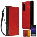 シズカウィル(shizukawill) Xperia1 ii docomo SO-51A au SOG01 手帳型 ケース カバー シンプル 本革調 ケース トレンド バイカラー Bordeaux Red × Black(ボルドーレッド×ブラック色) カード収納あり ストラップホール ストラップ付 マーク2