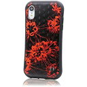 MRLab iPhoneXRケース アイフォンXRケース 彼岸花 曼珠沙華 耐衝撃 バンパー レッド ブラック 024 レッドブラック