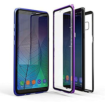Jonwelsy 携帯電話 ケース Samsung Galaxy Note 8 に適し 360度 前面と背面 強化ガラス 磁気吸着 金属フレーム カバー 完全保護 耐衝撃 擦り傷防止 磁性技術 (黒)