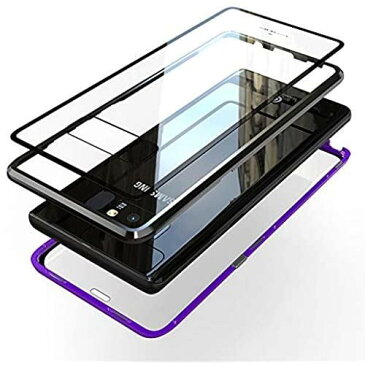 Jonwelsy 携帯電話 ケース Samsung Galaxy Note 8 に適し 360度 前面と背面 強化ガラス 磁気吸着 金属フレーム カバー 完全保護 耐衝撃 擦り傷防止 磁性技術 (黒)