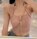 春夏新作 レディース 女 袖なし 無地 ニット トップス Tシャツ インナー キャミソール タンクトップ 4色