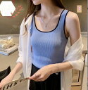 春夏新作 レディース 女 袖なし ニット トップス Tシャツ インナー キャミソール タンクトップ
