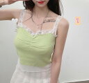 春夏新作 レディース 女 袖なし ニット トップス Tシャツ インナー キャミソール タンクトップ