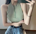 春夏新作 レディース 女 袖なし ニット トップス Tシャツ インナー キャミソール タンクトップ 4色