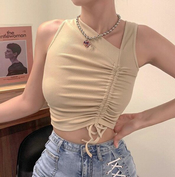 春夏新作 レディース 女 トップス 袖なし ニット Tシャツ インナー タンクトップ キャミソール